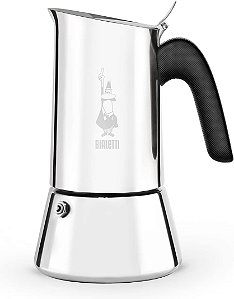 Bialetti - New Venus Induction, Cafeteira de Fogão, Adequada para Todos os Tipos de Fogões, Aço Inoxidável, 6 Xícaras (7,9 Oz), Prateado