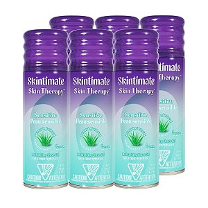 Gel de Barbear Hidratante Skintimate Skin Therapy para Mulheres com Vitamina E, Aloe e Manteiga de Oliva para Pele Sensível - 7 Onças (Pacote com 6)