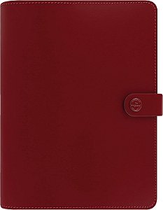 Agenda Filofax Original, Tamanho A5, Vermelho Pilar - Couro, Seis Anéis, Diário Calendário Semanal, Multilíngue, 2024 (C022381-24)