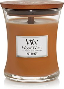 Vela de Ampulheta Média WoodWick Hot Toddy, 9.7 oz., Vela de Outono com Estalo para Queima Suave, Mistura de Cera de Soja
