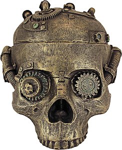 Caixa Estatueta de Contenção de Crânio Steampunk Gótico, Latão Antigo da Design Toscano CL6067.