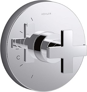 Kohler K-TS73115-3-CP TS73115-3-CP Composed Trim com Alavanca Cruzada para Rite-Temp Balanceamento de Pressão, Válvula Não Incluída, Cromado Polido