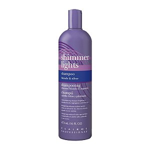 Shampoo Roxo Clairol Professional Shimmer Lights, 16 fl. Oz, Neutraliza Tons de Bronze e Amarelo, Para Cabelos Loiros, Prateados, Grisalhos e com Destaques, Embalagem Pode Variar