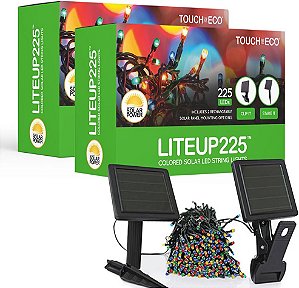 Luzes de corda solar Touch Of ECO LITEUP225, Multi (Pacote com 2)