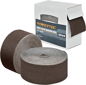 Rolo de lixa de pano de esmeril 120 GRIT POWERTEC 49000-P2V, 1-1/2 polegadas x 10 jardas, 2 unidades.