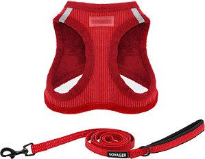 Colete de arnês de pelúcia para cães Voyager Step-in - Arnês de Pelúcia Macia, Arnês de Colete e Combo de Trela para Cães Reflectivos de 5 pés com Alça de Neoprene para Cães