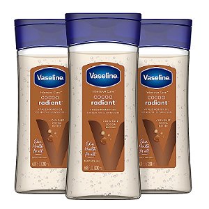 Vaselina Cuidados Intensivos Radiante de Cacau Para uma Pele Brilhante Conjunto de 3 Óleo em Gel Corporal Feito com 100% Manteiga de Cacau Pura + Óleos Repositores 6