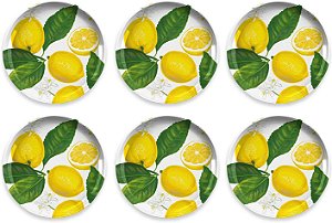 Prato de salada de melamina TarHong Lemon Fresh Puro, 8,5, conjunto de 6