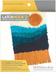 Kit de Gancho de Latch para Iniciantes Colorido Sunset com Franja, 10 x 12, Multicolorido, 3 Peças