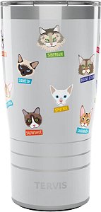 Tervis Viajante Arte Plana Gatos Triplo Isolado Copo de Viagem Mantém Bebidas Frias e Quentes, 20oz, Aço Inoxidável