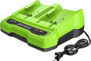 Carregador de Bateria Duplo Greenworks 24V (Carregador Greenworks Genuíno)