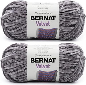 Fio Bernat Velvet Vapor Cinza - Pacote com 2 de 300g/10.5oz - Poliéster - 5 Grosso - 315 Jardas - Tricô/Crochê