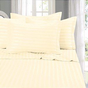 Elegante Comforto Macio e Aconchegante Conjunto de Lençóis de 4 Peças - Microfibra de Qualidade Premium de 1500 Fios de Hotel - Luxuoso Conjunto de Lençóis com Listras Damasco, Resistente