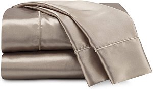 Jogo de lençóis de seda satinada Martex de 3 peças para cama de solteiro - Conjunto de lençóis de solteiro - 1 lençol com elástico, 1 lençol plano, 1 fronha