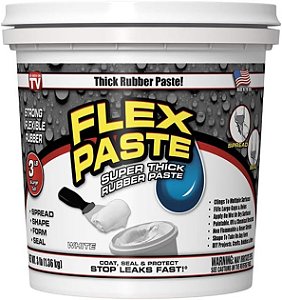 Pasta Flexível, Pote de 3 lb, Branco, Massa Impermeável Pintável, Vedante de Rejunte, Preenche Lacunas, Rachaduras e Buracos - Bloqueia Água e Ar - Resistente aos Raios UV - P