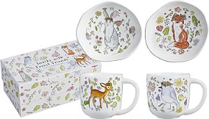 Petiscos Rosanna com Caneca e Prato de Amigos da Floresta S/2, 8 oz, Multicolorido