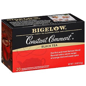 Chá Preto Constant Comment da Bigelow Tea, Cafeinado, 20 unidades (Pacote com 6), Total de 120 Saquinhos de Chá.