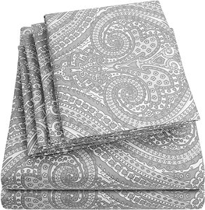 Lençóis de cama tamanho casal - Conjunto completo de lençóis 6 peças da coleção suprema 1500 de microfibra escovada fina com bolso profundo - 2 capas de travesseiro extras, ótimo