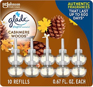 Recarga de aromatizante de ar para casa e banheiro, Cashmere Woods, 6,7 fl oz, 10 unidades.
