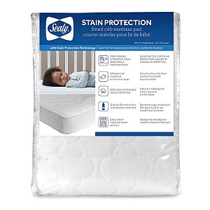 Protetor de colchão para berço e cama de criança Sealy com proteção contra manchas, à prova d'água, ajustável, silencioso, lavável à máquina e amigável à secadora 52 x 28 - Br