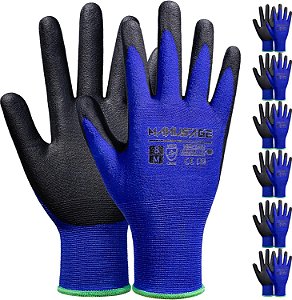 Luvas de trabalho de segurança MANUSAGE para homens e mulheres, luvas de trabalho de nitrilo microespuma média, luvas de trabalho finas com dedos de tela sensível ao toque, luvas de trabalho para mulheres, luvas de trabalho para homens