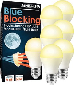 MilagreLED 604665 Azul 6-Pack Luz de Bloqueio de UV, Substituição de 60W