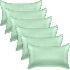 Elegante Conjunto de 6 Fronhas de Seda de Viscose Refrescante com Fecho de Zíper Oculto, Macias para Cuidados com o Cabelo e a Pele - Bela Caixa de Presente - Conjunto de