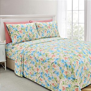 Conjunto de lençóis Floral Magnolia de 6 peças - A mais suave e aconchegante elegância - Microfibra de qualidade premium de 1500 fios - Bolso profundo, resistente a rugas - Conjunto de lençó