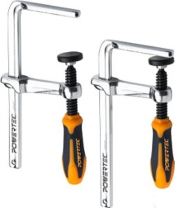 Grampo de guia rápida POWERTEC 71410 para mesa MFT e sistema de guia de serra trilhada, capacidade de 5-3/8 x profundidade de garganta de 2-3/8, força de fixação de