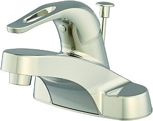 Torneira de banheiro com alça de loop única EZ-FLO 10593 com 50/50 Pop-Up, Níquel Escovado