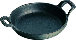 Prato de gratinar mini redondo Staub, 12cm, Preto.