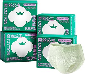 Cuecas protetoras para incontinência adulta Purcotton, absorvente extra para menstruação feminina, fraldas para adultos de algodão orgânico 100%, proteção contra vazamentos, pernoite, descartáveis M L Grande,