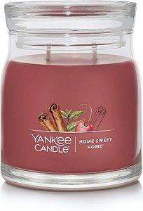 Vela Yankee Candle Home Sweet Home com cheiro, frasco médio de 13oz com 2 pavios, mais de 35 horas de queima