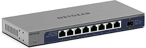 Switch Não Gerenciado Gigabit Ethernet de 8 Portas 1G/10G da NETGEAR (GS108X) - com 1 x 10G SFP+, Para Mesa ou Rack, e Proteção Vitalícia Limitada