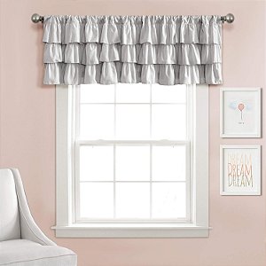 Lush Decor Belle Valance Cortina Única Estilo Vintage Chic, 84 L x 18 A, Cinza