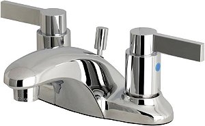 Kingston Brass FB8621NDL NuvoFusion Torneira de Banheiro de 4 Centro, Alcance do Bico de 4-1/4, Cromado Polido