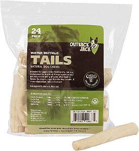 Buffalo Tails Outback Jack Treats para Cachorros 100% naturais, 6 polegadas, saco de 16 onças.