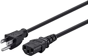 Cabo de alimentação de 25 pés 14AWG Monoprice 105295 com conector de energia de 3 condutores para PC, 15A (NEMA 5-15P para IEC-320-C13) Preto