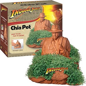 Chia Pet Indiana Jones com Pacote de Sementes, Vaso de Cerâmica Decorativo, Fácil de Fazer e Divertido de Cultivar, Presente Novidade, Perfeito para Qualquer Ocasião
