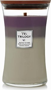 Vela de Ampulheta Grande da WoodWick, Céu de Ametista - Cera de Soja Premium, Inovação de Pavio de Madeira Pluswick, Feita nos EUA