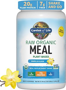 Pó de Proteína Vegana Garden of Life - Substituto de Refeição Orgânico Cru em Shake - Baunilha - Proteína de Ervilha, Vegetais e Probióticos para Mulheres e Homens, Shake Livre de Laticín