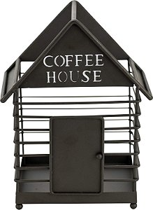 Armazenamento de cápsulas de café para casa da Boston Warehouse, cesta para balcão, preta.