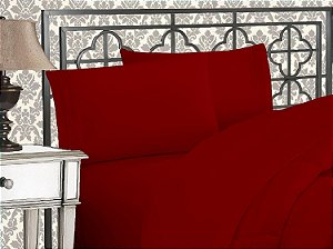 Conjunto de lençóis elegantes em microfibra de alta qualidade 1500, luxuoso com bordado de três linhas, mais macio, resistente a rugas e desbotamento, tamanho completo, cor bordô.