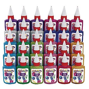 Colorações de Cola de Glitter Não-Tóxica, Pacote de Sala de Aula com 30 frascos, 1.69 oz. cada, 10 Cores, Artes e Ofícios, Crianças, Slime, Frascos de Ap