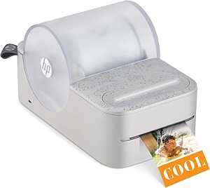 Impressora de etiquetas e fotos coloridas portátil instantânea HP Sprocket Panorama (Cinza) - Impressões personalizadas 2 x .5 a 9 em papel adesivo Zink - Crie tiras de fotos e designs