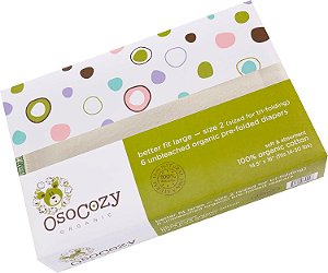 Fraldas de pano pré-dobradas de algodão orgânico OsoCozy Better Fit Large 4x8x4 (pacote com 6) - Super macias, grossas, absorventes, duráveis e ecologicamente mais amigáveis