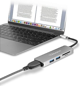Concentrador multimídia USB Tipo-C Aluratek (AUMC0302F) e leitor de cartão com HDMI