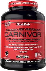 Pó Isolado de Proteína de Carne Carnivor da MuscleMeds, Sabor Fruta, 4 lb