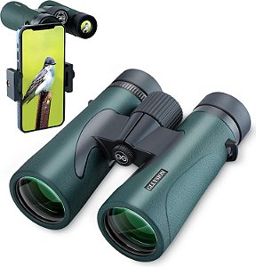 Binóculos Profissionais HD 10X42 para Adultos com Adaptador para Celular, Binóculos de Alta Potência com Prismas BaK4, Binóculos Super Brilhantes Leves e à Prova d'Água Perfeitos para Observação de