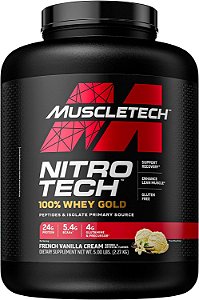 Pó de Proteína de Whey Muscletech Nitro-Tech Whey Gold Pó de Proteína de Whey Isolado Mix de Smoothie de Proteína em Pó para Mulheres e Homens Pó de Proteína de Baunilha